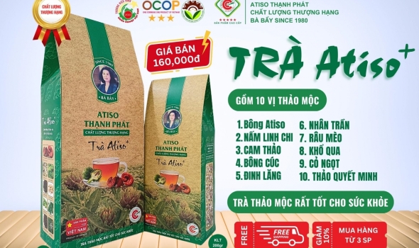 Dòng sản phẩm trà atiso+ THẠNH PHÁT, sản xuất tại nhà máy